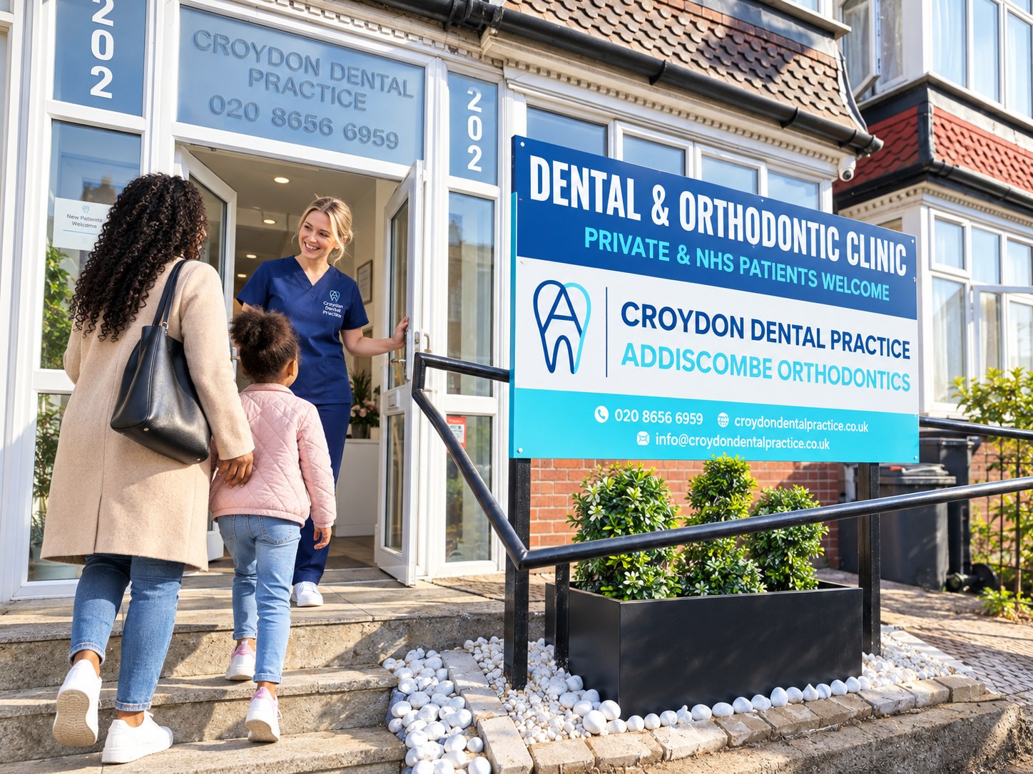 Patients arriving at Croydon Dental Practice on Lower Addiscombe Road