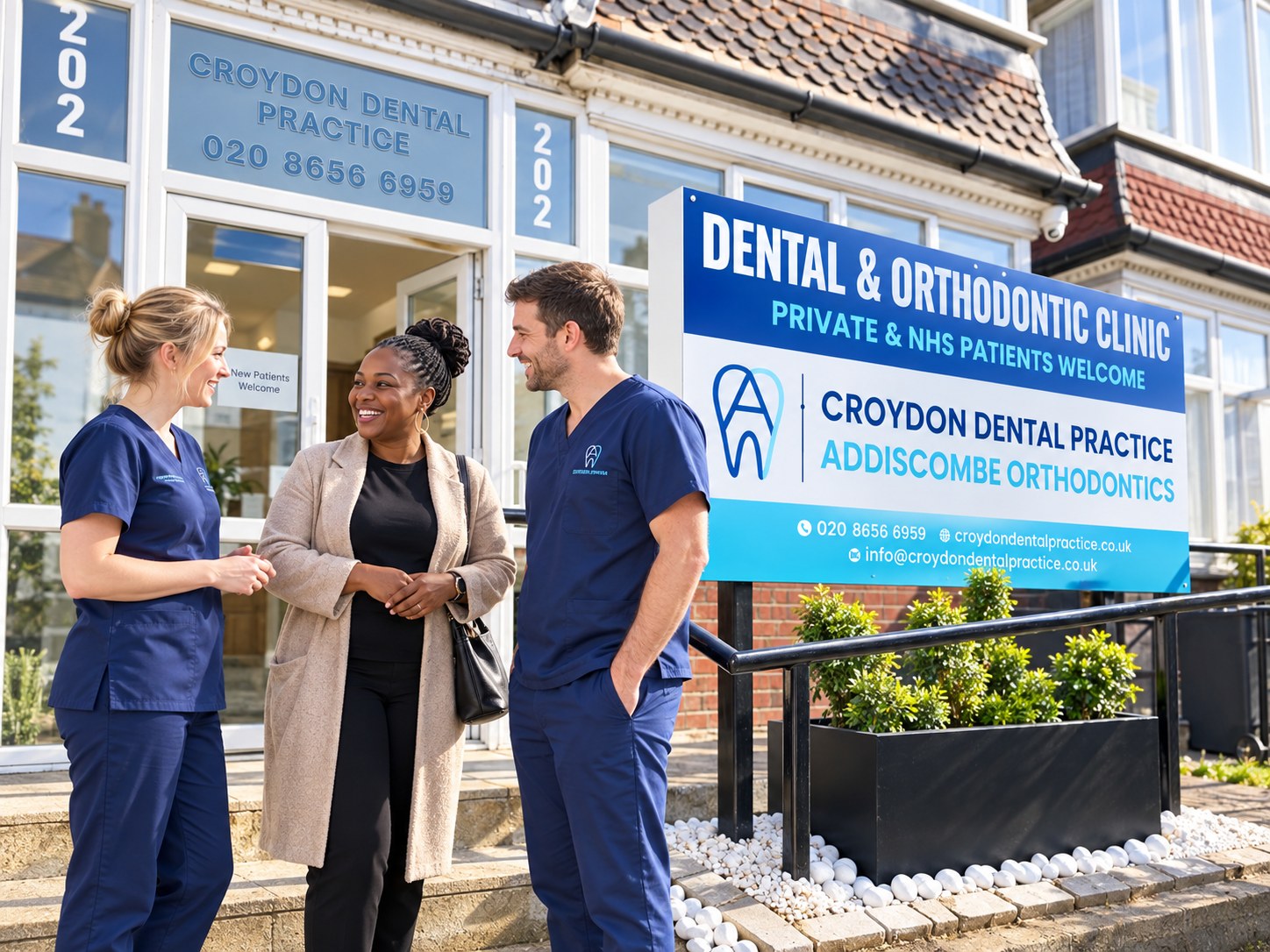 The team outside Croydon Dental Practice and Addiscombe Orthodontics